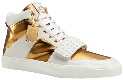 gucci white gold sneakers|Gucci white sneakers for men.